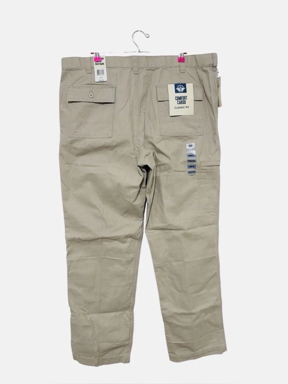 Dockers Comfort Cargo Pants Khaki Classic Fit Stretch Cotton Canvas Size 44x32